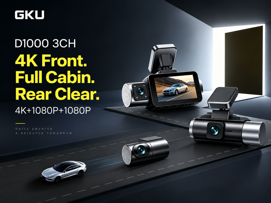 GKU Unveils D1000 3-Channel 4K Dash Cam, Redefining Full-Vehicle Driving Safety