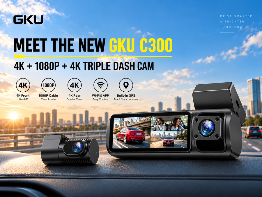Meet the GKU C300: A 4K Triple Dash Cam for Complete Coverage