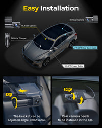 GKU E200 Dual 4K Dash Cam | Sony STARVIS 2 HDR Front & Rear Camera with Voice Control