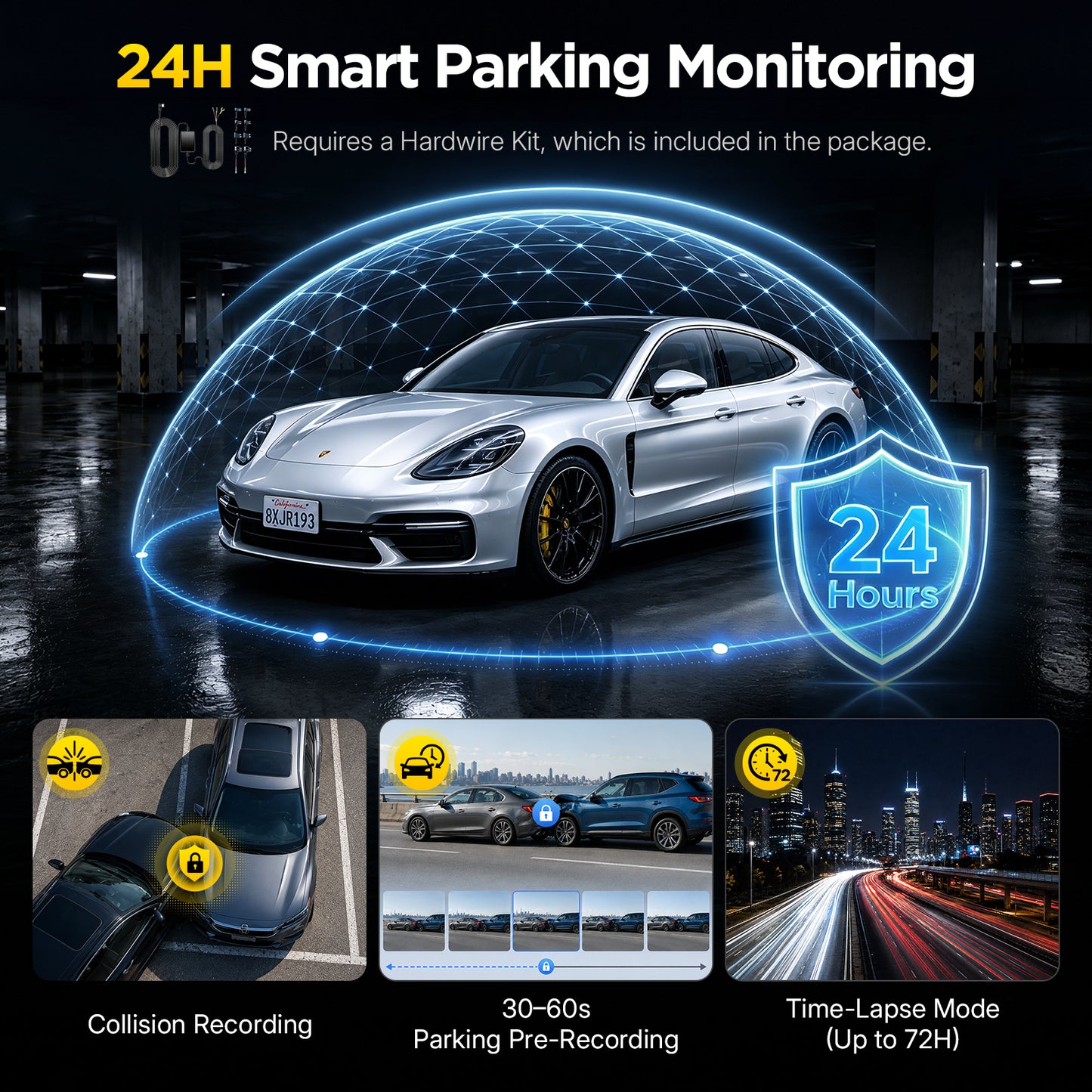 GKU C600 4G LTE Dual Dash Cam with Remote Monitoring & GPS