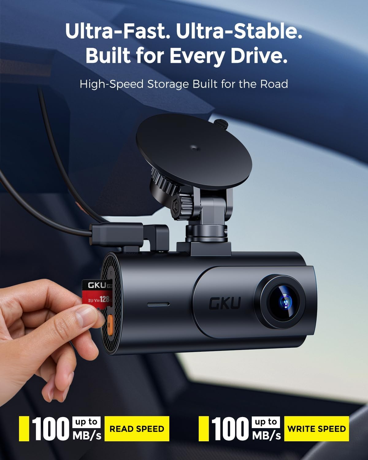 GKU 128GB High Endurance MicroSD Card for Dash Cam | U3 V30 4K Recording