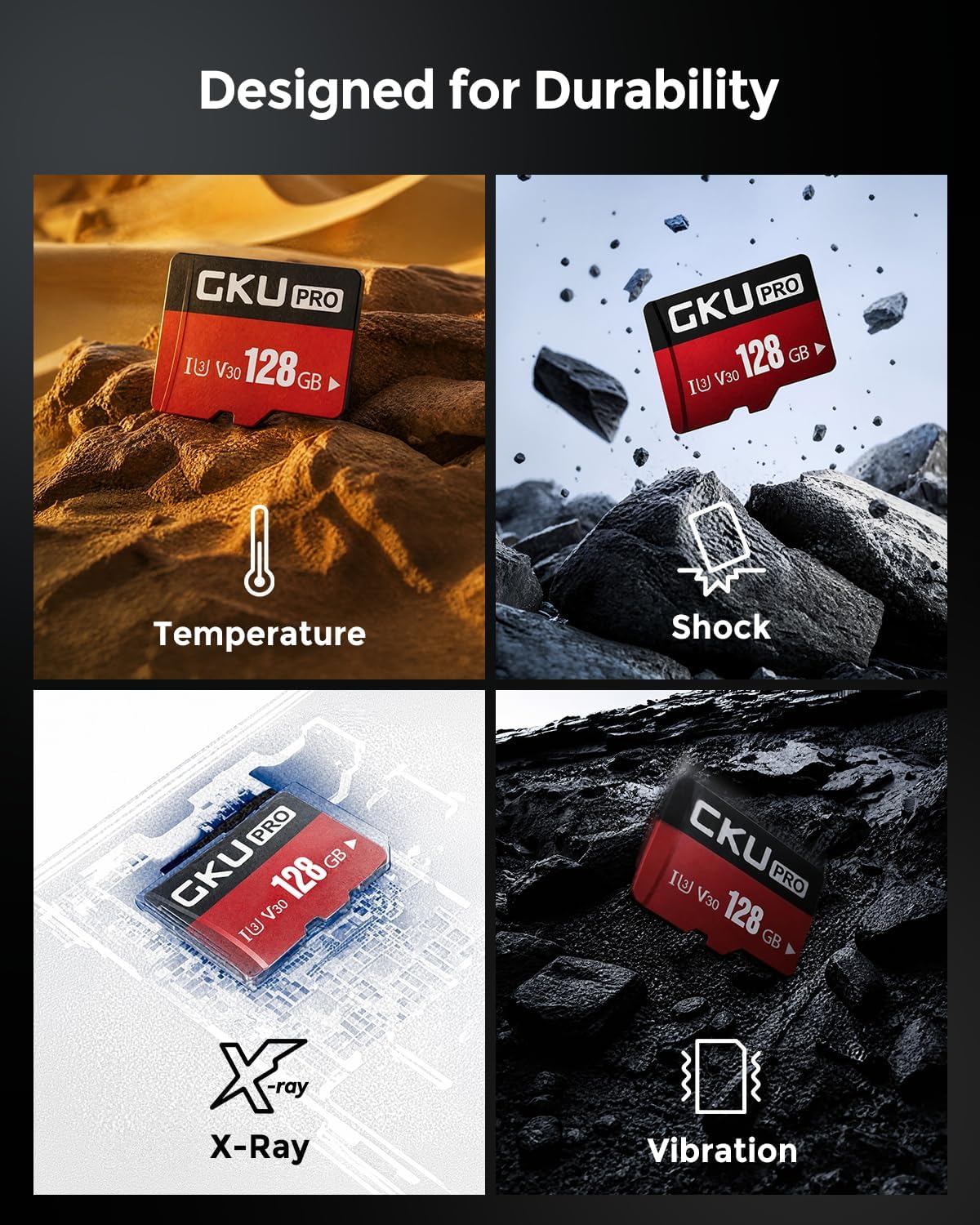 GKU 128GB High Endurance MicroSD Card for Dash Cam | U3 V30 4K Recording