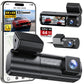 GKU C300 4K+1080P+4K Triple Dash Cam| Front, Cabin & Rear Camera for Rideshare Drivers with GPS & Voice Control, 64GB Card Pre-installed