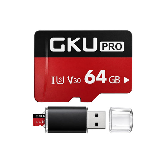 GKU 64GB Memory Card for Dash Cam with Card Reader, High Endurance Card for Daily Driving Recording and Loop Recording