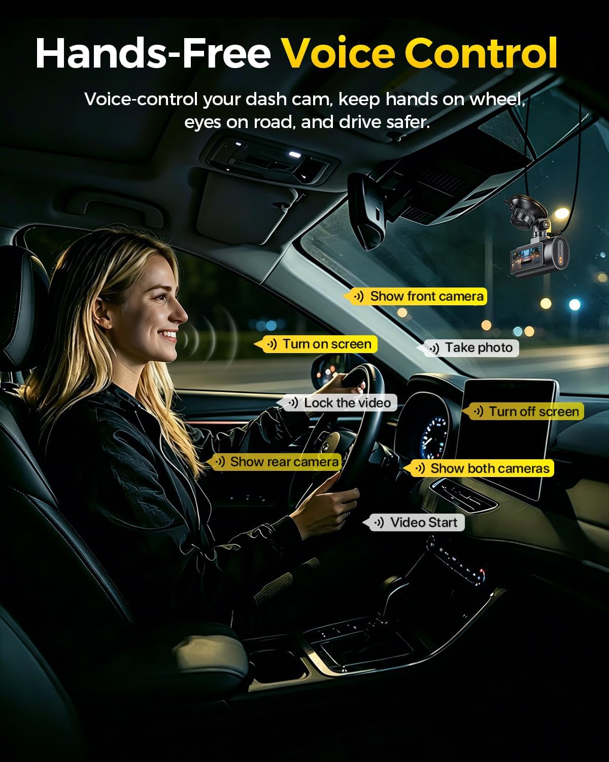 GKU D600 Pro Max Dash Cam Front and Rear, STARVIS 2 Sensor, Fastest 5.8GHz WiFi 6.0, Voice Control, 3 "IPS Car Camera with GPS (No SD Card)