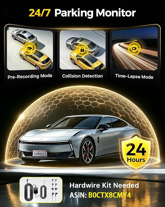 GKU D600 Pro Max Dash Cam Front and Rear, STARVIS 2 Sensor, Fastest 5.8GHz WiFi 6.0, Voice Control, 3 "IPS Car Camera with GPS (No SD Card)