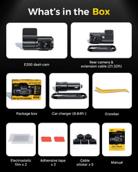 GKU E200 Dual 4K Dash Cam | Sony STARVIS 2 HDR Front & Rear Camera with Voice Control