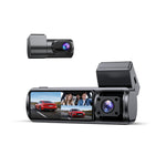 GKU C300 4K+1080P+4K Triple Dash Cam| Front, Cabin & Rear Camera for Rideshare Drivers with GPS & Voice Control, 64GB Card Pre-installed