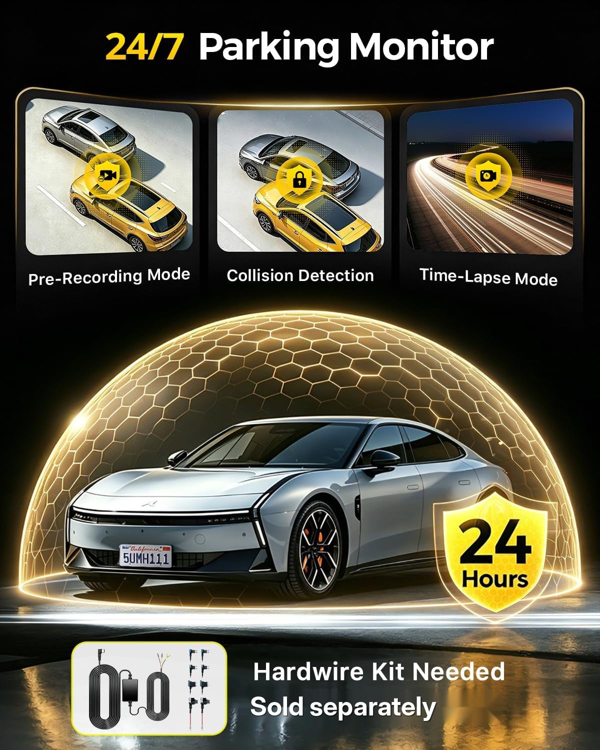 GKU D600 Pro Max Auto Dash Cam Front and Rear, STARVIS 2 Sensor, Fastest 5.8GHz WiFi 6.0, Voice Control, 3 "IPS Car Camera with GPS (No SD Card)