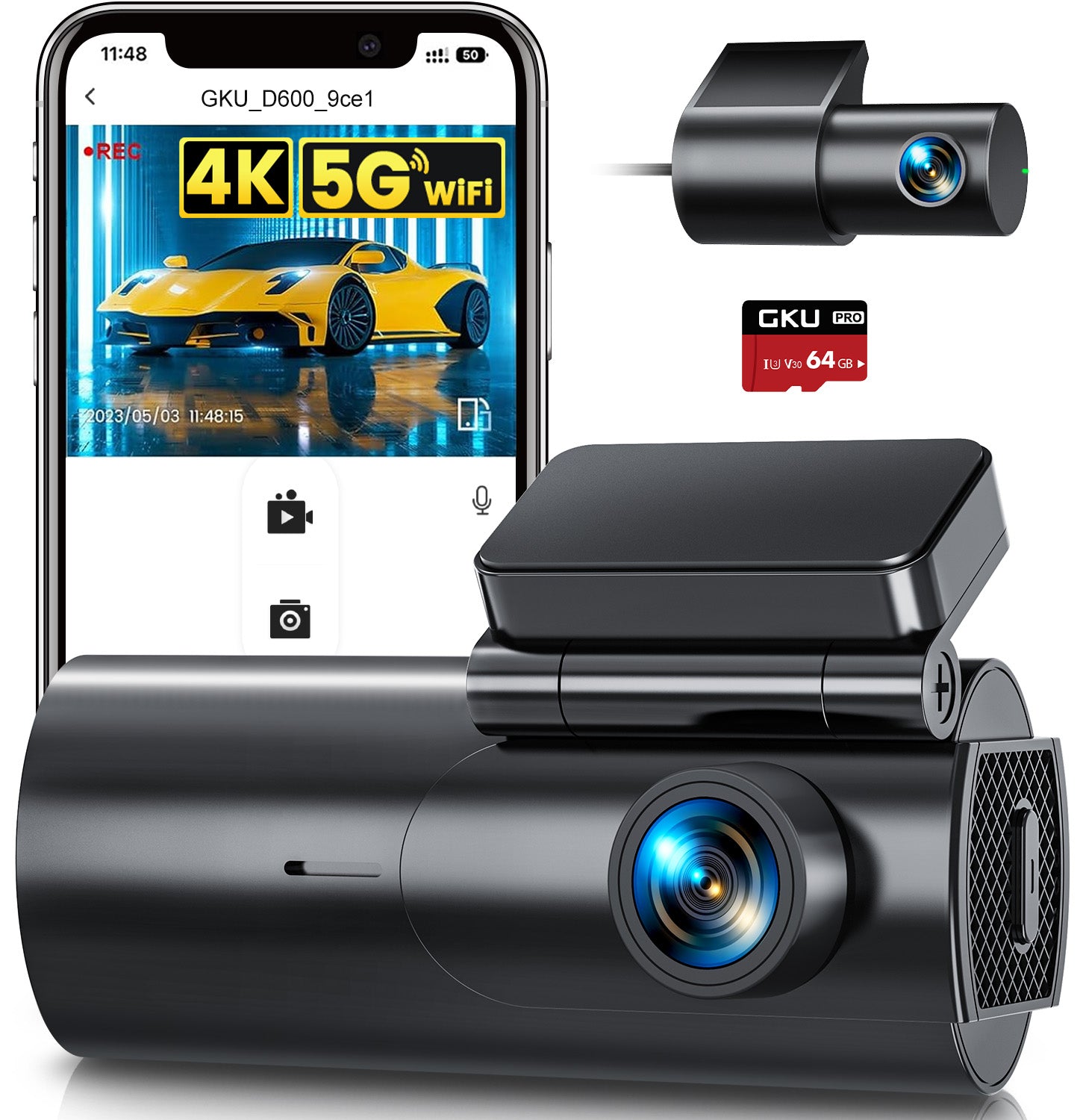 GKU D600 ドライブレコーダー 4K 64GB Amazon.co.jp: GKU 前後ドライブレコーダー 4K+1080P ドライブ
