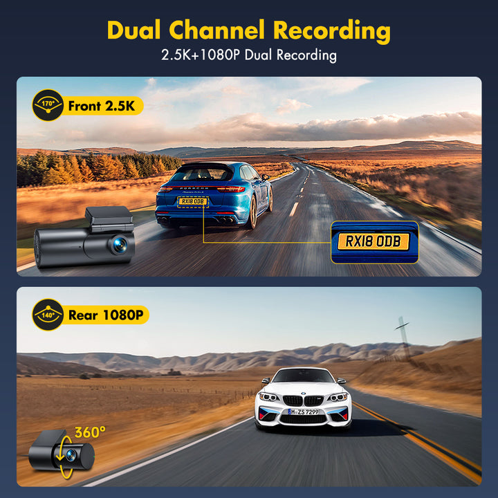 Dashcam Autokamera Auto Front- und Heckrekorder Full HD Video - Auto  Überwachungskamera - Weitwinkel-Panorama Bewegungserkennung G-Sensor  Nachtsicht