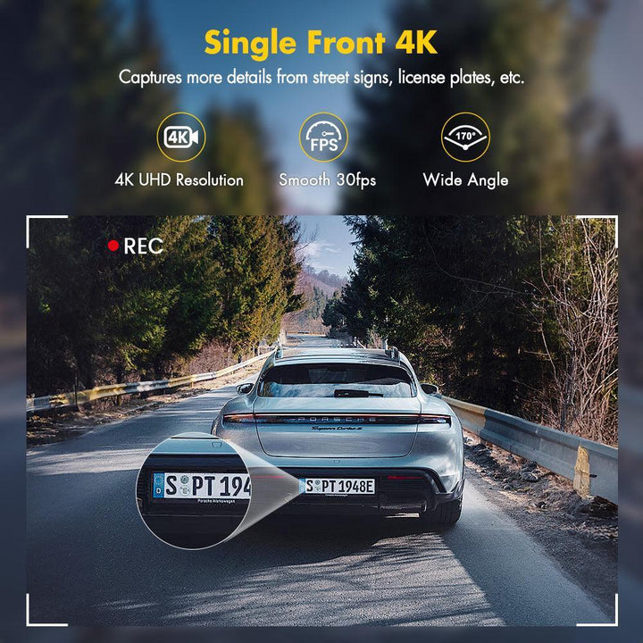 Dash Cam 4K WiFi 2160P Cámara de coche, cámara de tablero para automóviles,  mini cámara frontal para automóviles con visión nocturna, grabación en