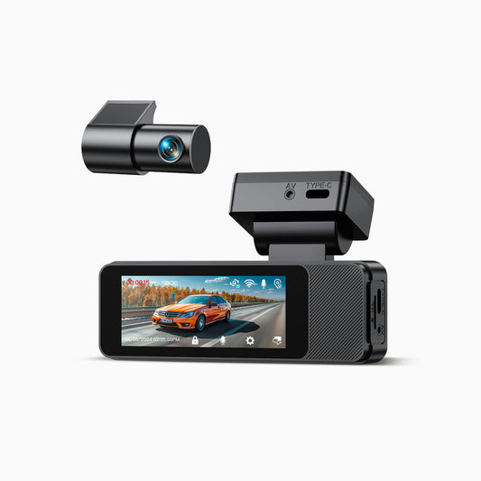 GKU D700 4K Front & Rear Dash Cam | Touch Screen GPS Dash Cam with WiFi, 64GB SD Card