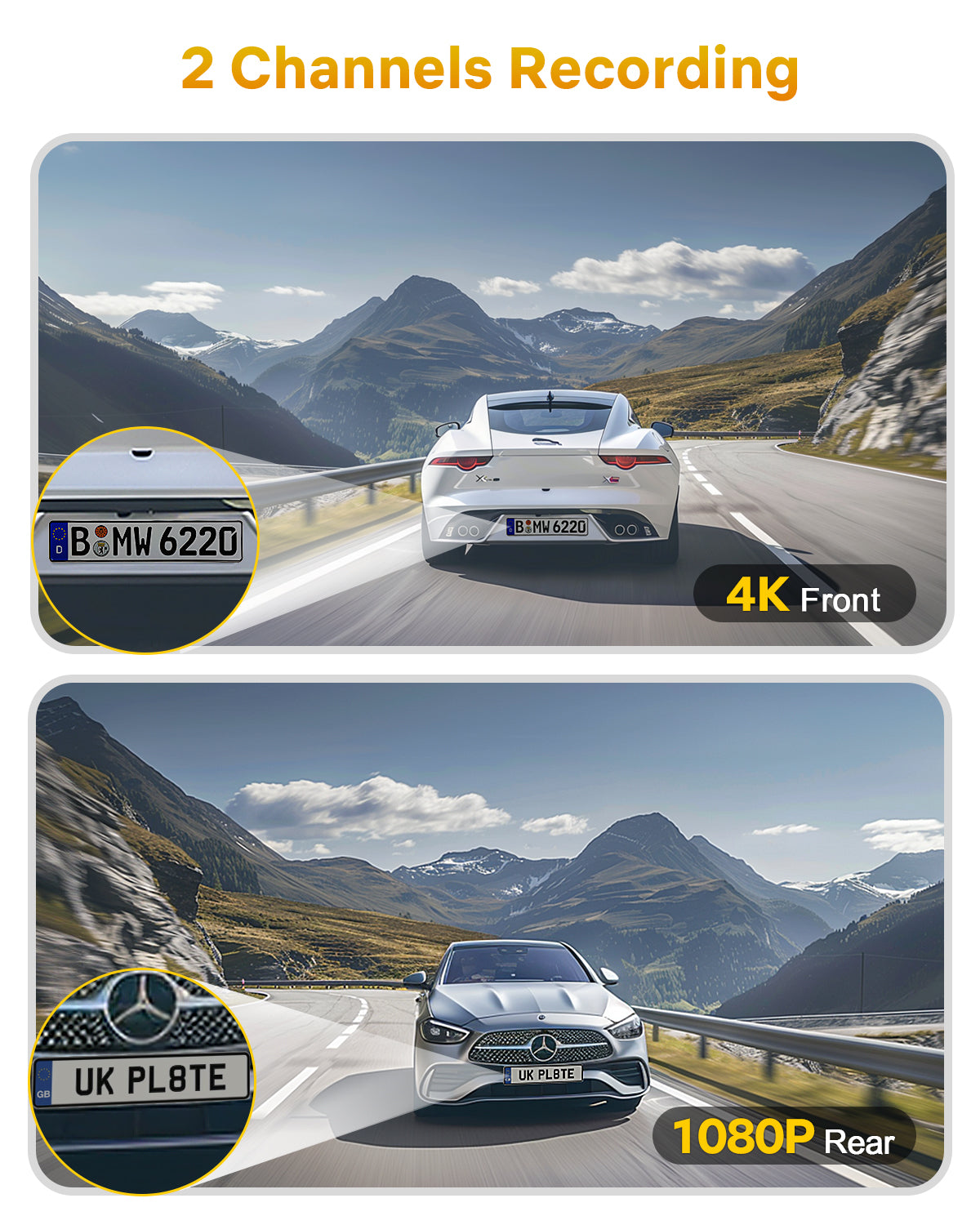 GKU D900 4K Dash Cam Front and Rear | STARVIS Sensor