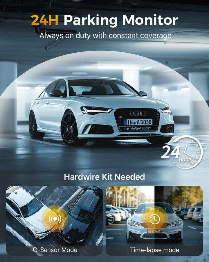 GKU D1000 3 Channel 5.8GHz WiFi Dash Cam - gkutech