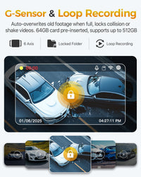 GKU D1000 3 Channel 5.8GHz WiFi Dash Cam - gkutech