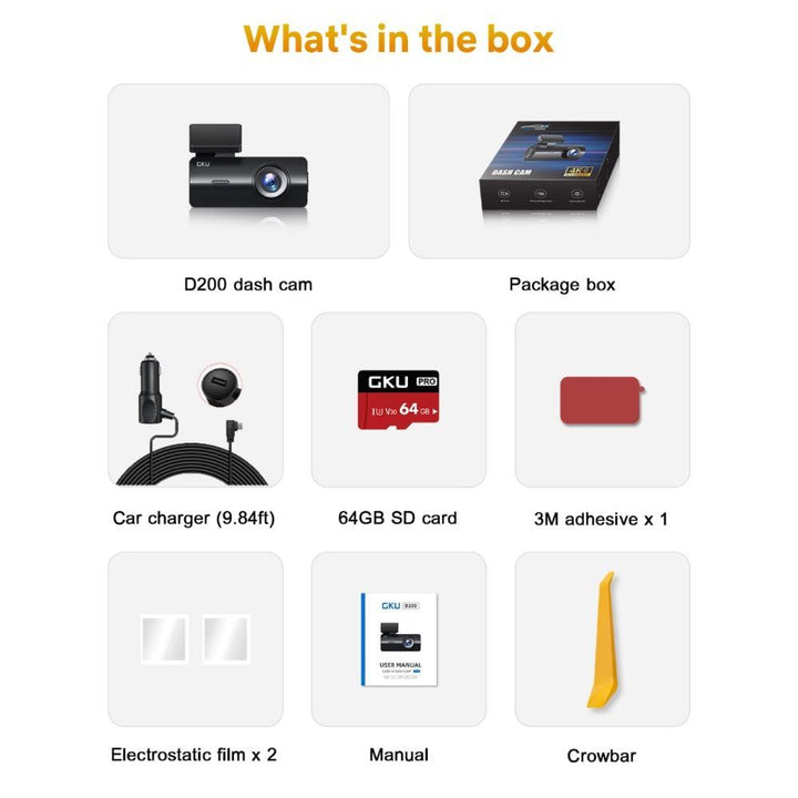 GKU D200 Ultra HD 4K Front Dash Cam - gkutech