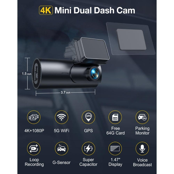 GKU D600Pro 4K WiFi GPS With 1.47 Inch IPS Screen Dash Cam - gkutech
