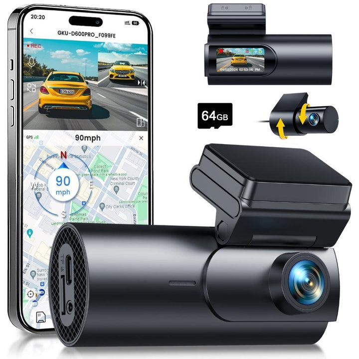 GKU D600Pro 4K WiFi GPS With 1.47 Inch IPS Screen Dash Cam - gkutech
