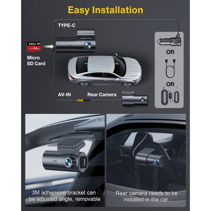 GKU D600Pro 4K WiFi GPS With 1.47 Inch IPS Screen Dash Cam - gkutech
