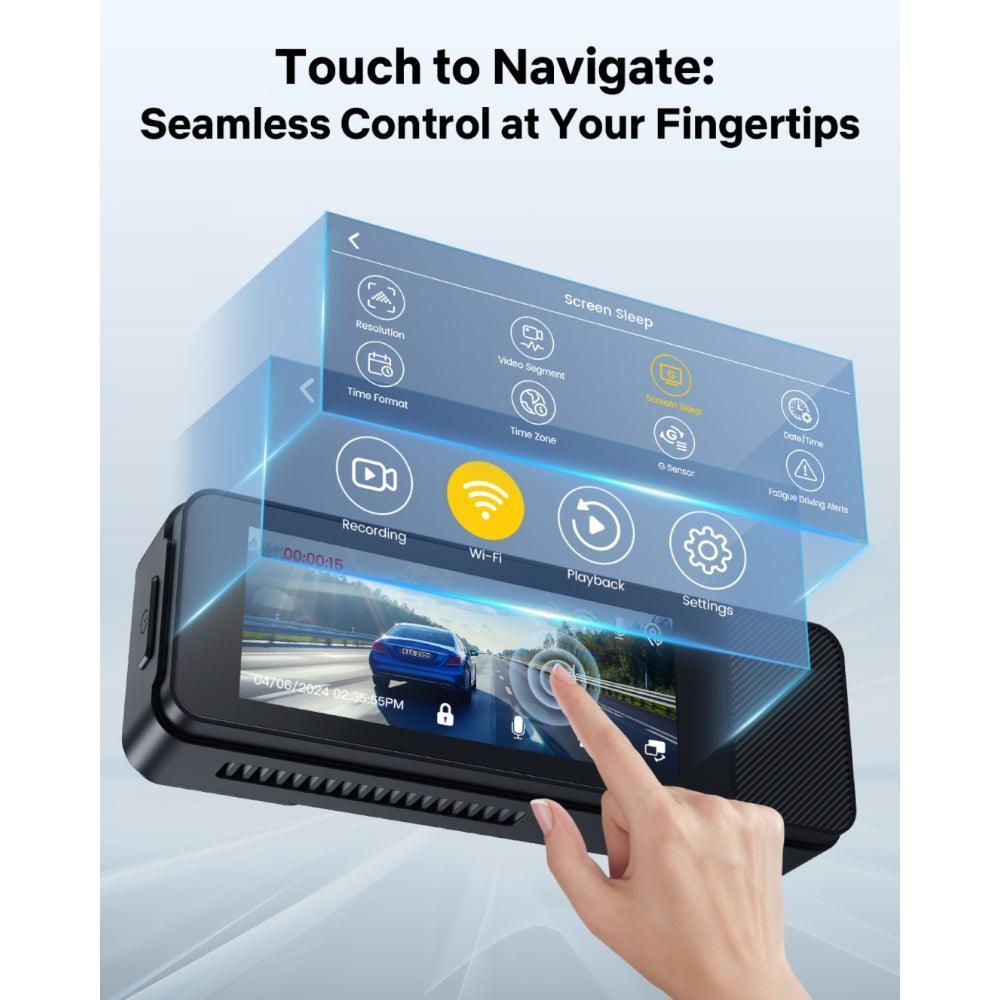 GKU D700 4K+1080P 5G WiFi GPS 3.18 Inch Touch Screen Dash Cam,64GB
