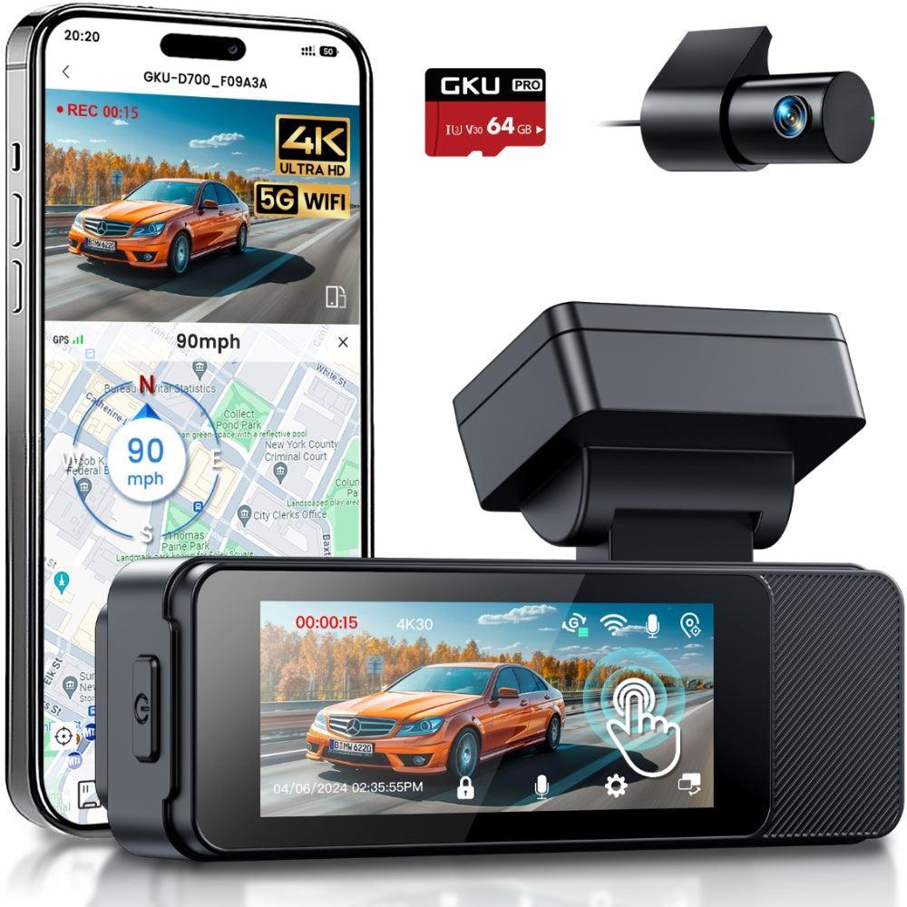 GKU D700 4K+1080P 5G WiFi GPS 3.18 Inch Touch Screen Dash Cam - gkutech