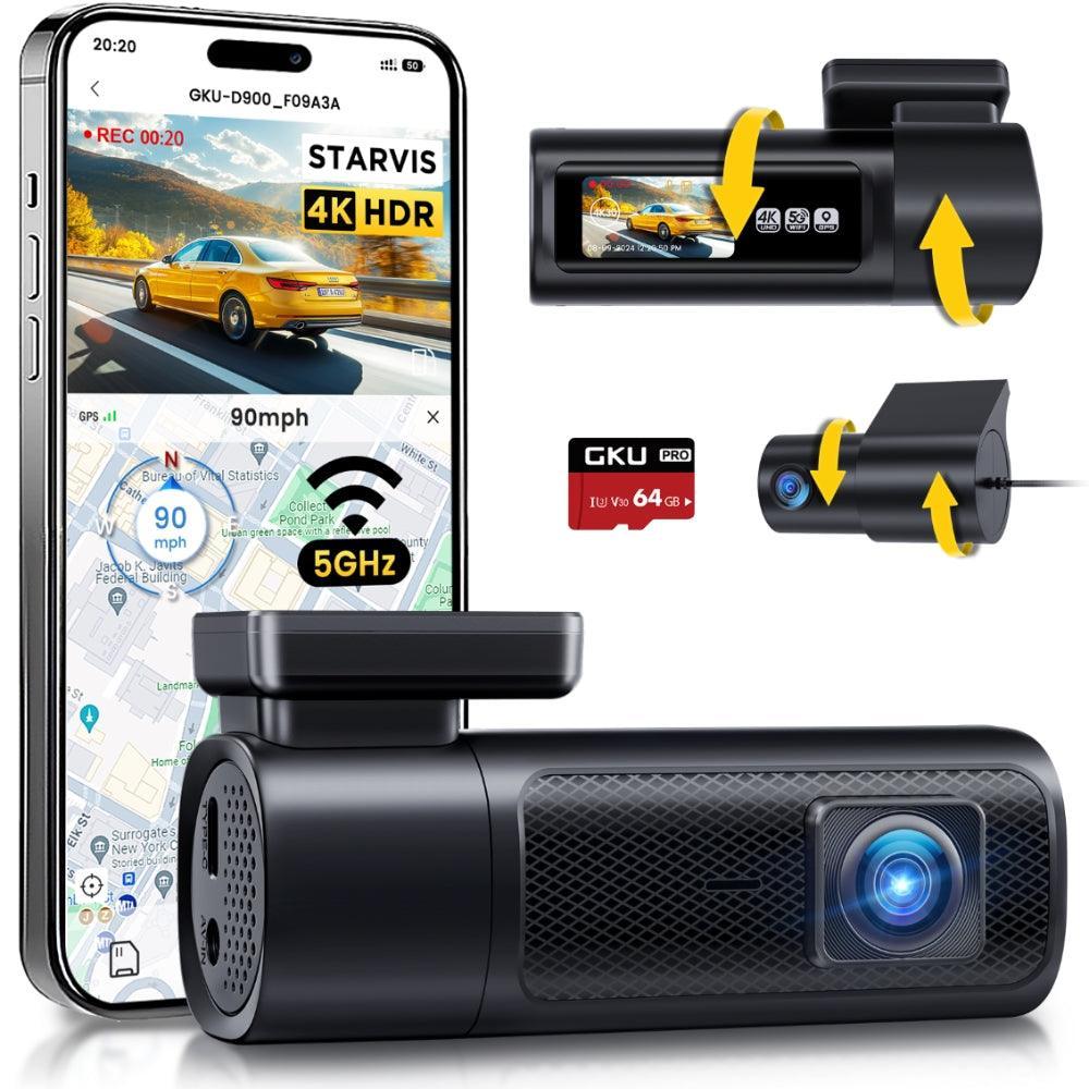 GKU D900 4K 30fps+2.5K 5G WiFi Dash Cam - gkutech