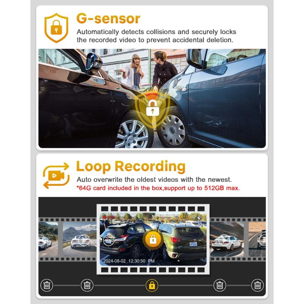 GKU D900 4K 30fps+2.5K 5G WiFi Dash Cam - gkutech