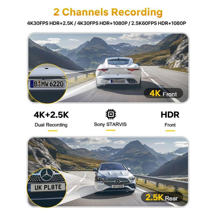 GKU D900 4K 30fps+2.5K 5G WiFi Dash Cam - gkutech