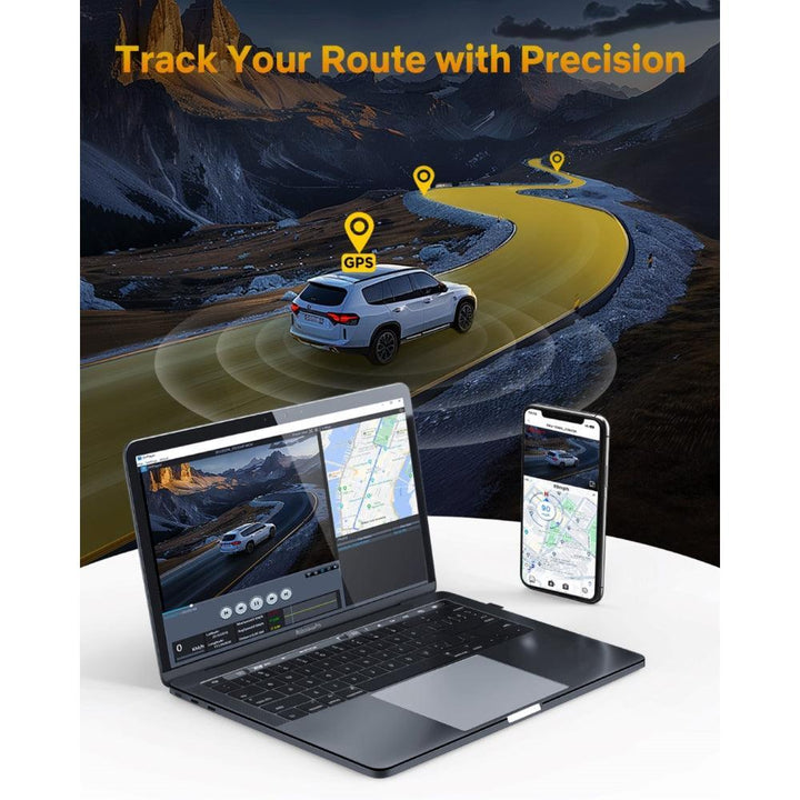 GKU 4K Front & 1080P Rear Dash Cam With Built-in Wi-Fi & Parking Mode - D600 Dual Car Camera